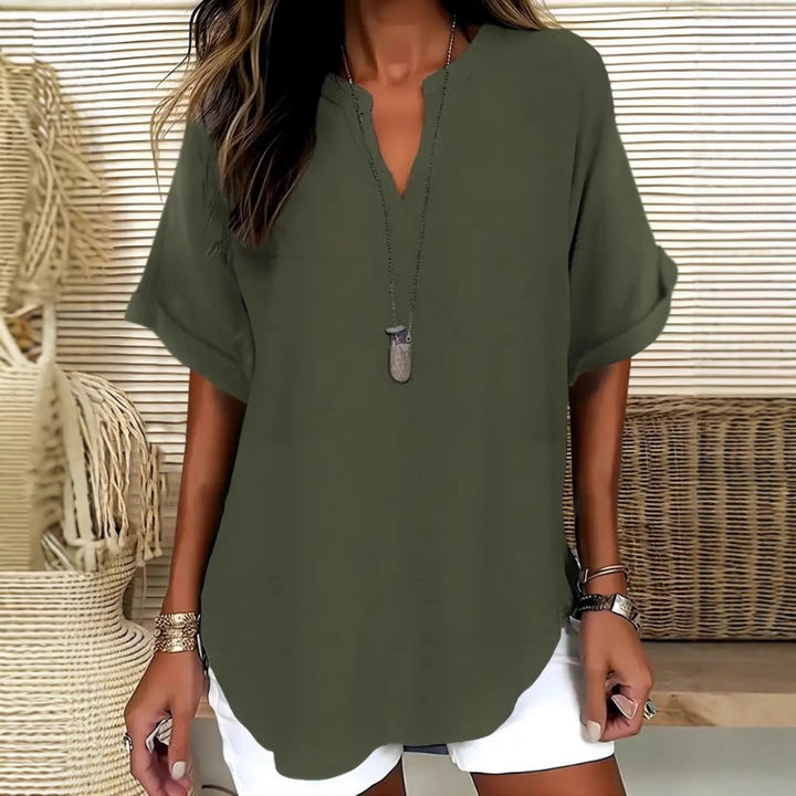 Émilie™ — Blusa fluida elegante con cuello abierto