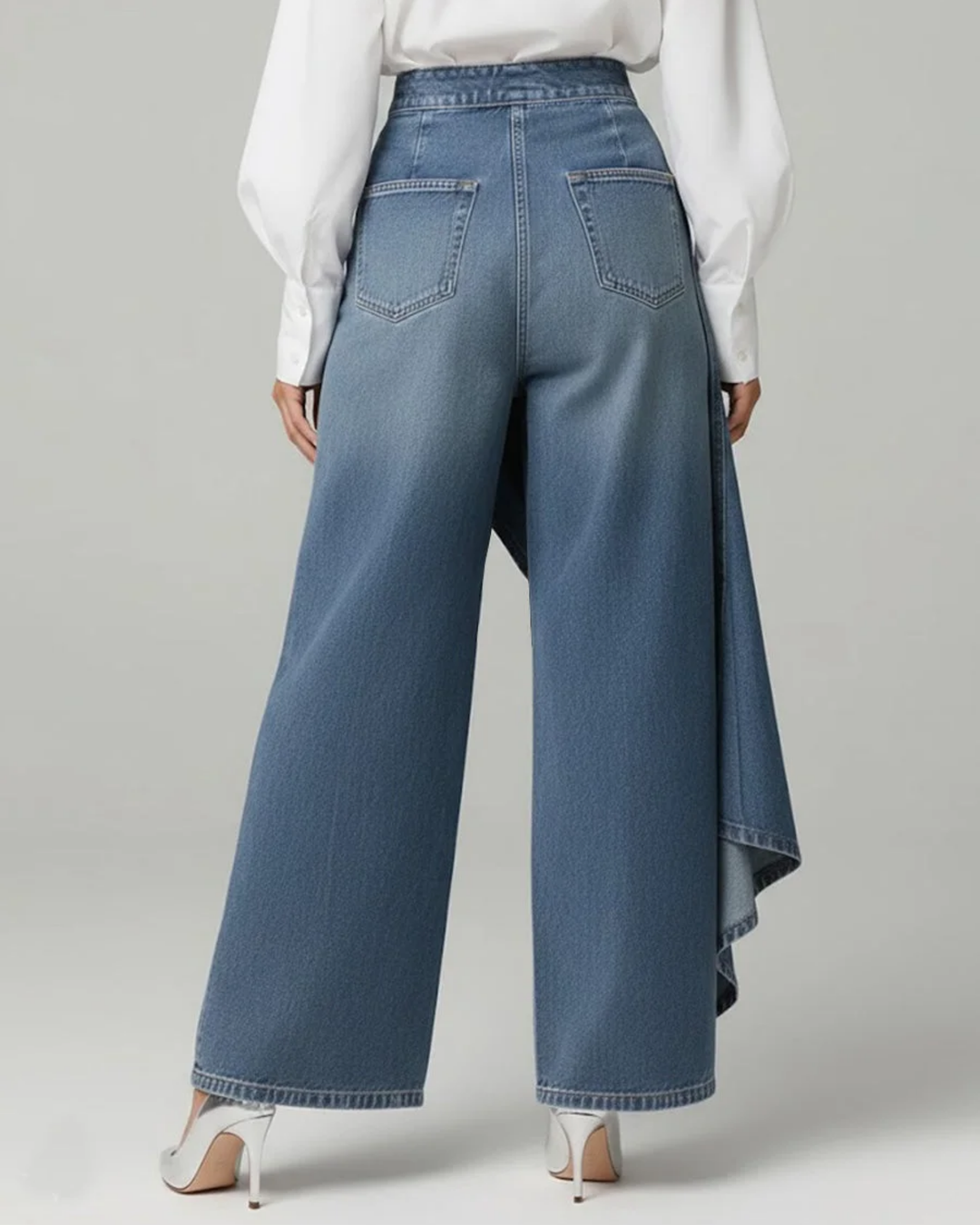 Pantalón Denim Cruzado – Delgado y Cómodo