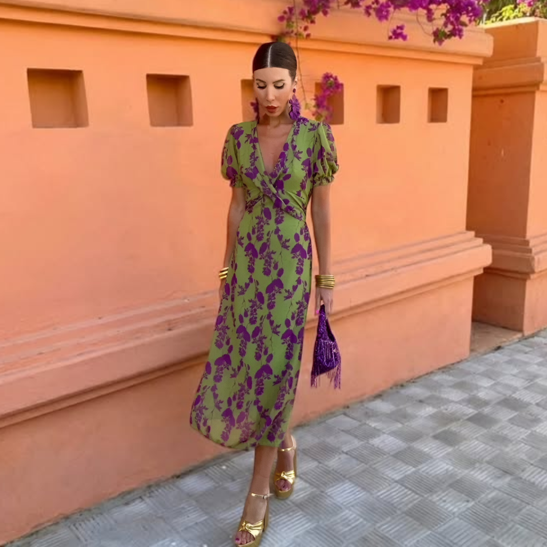 Anaïs™ — Vestido midi con estampado elegante