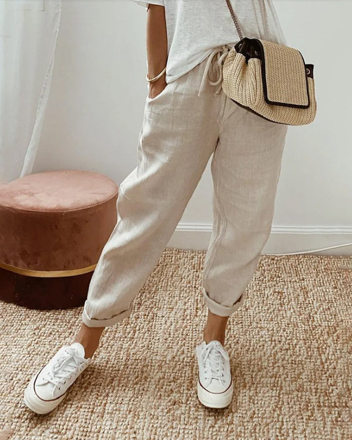 Lucie™ — Pantalón fluido de mezcla algodón y lino