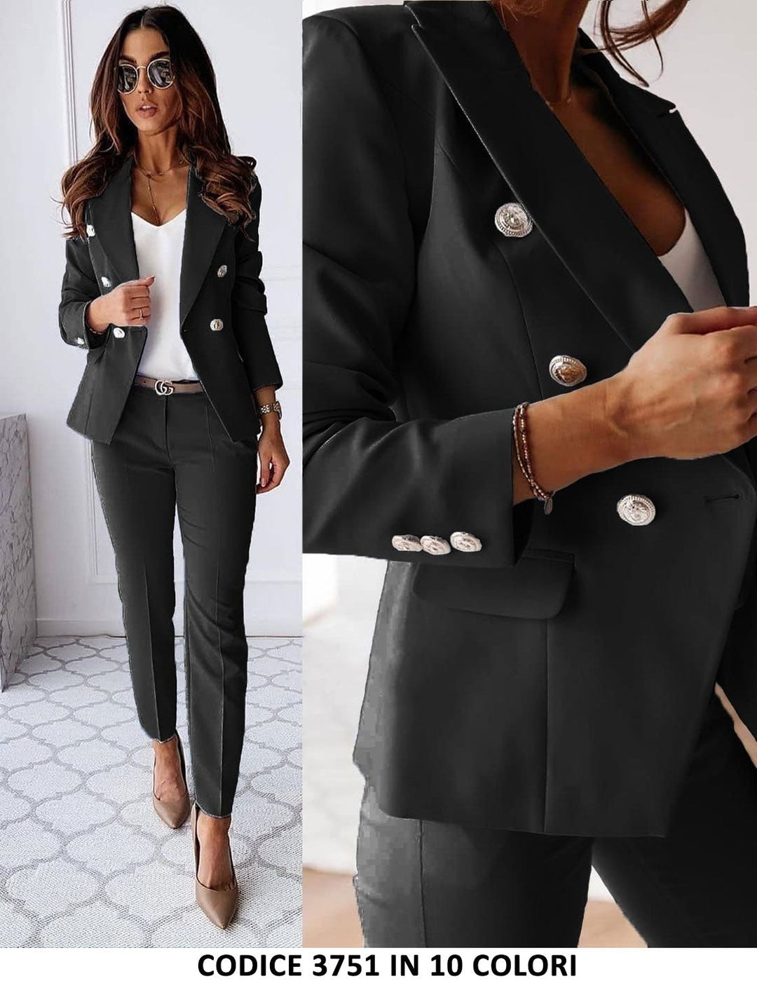 Traje curvy de mujer de 3 piezas con chaqueta, chaleco y pantalón en 6 colores
