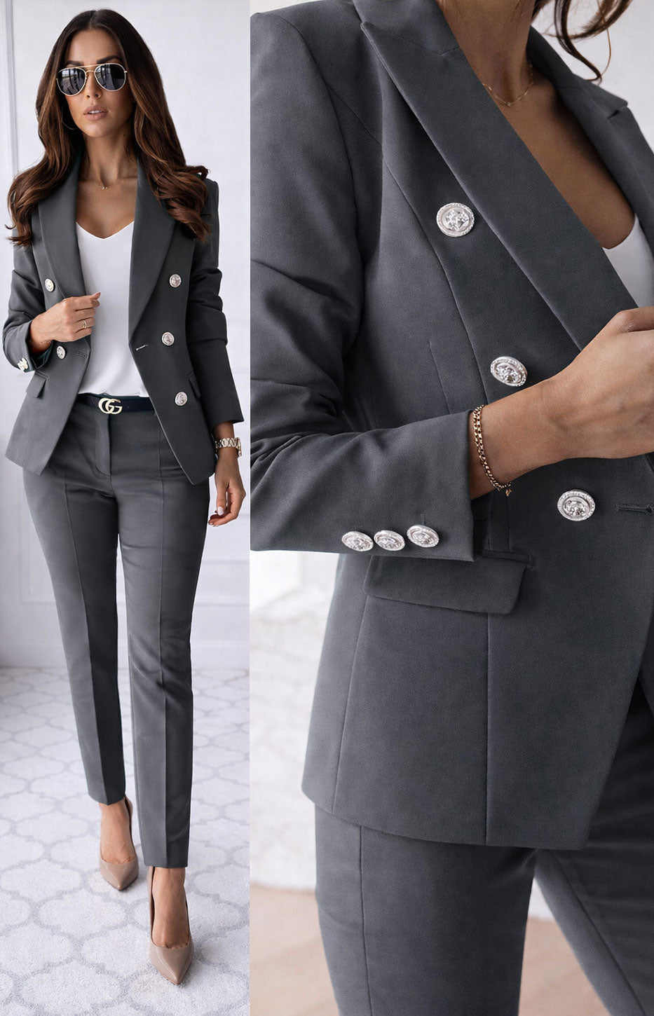 Traje curvy de mujer de 3 piezas con chaqueta, chaleco y pantalón en 6 colores