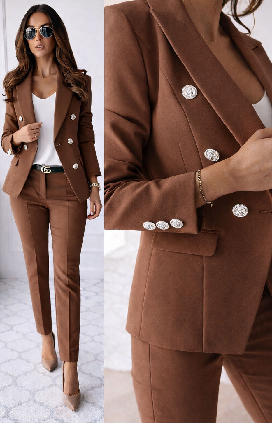 Traje curvy de mujer de 3 piezas con chaqueta, chaleco y pantalón en 6 colores