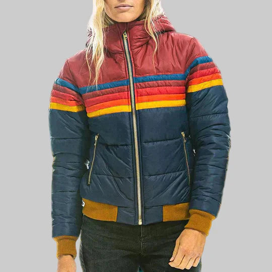 Ines - Chaqueta Retro con Capucha de Piel