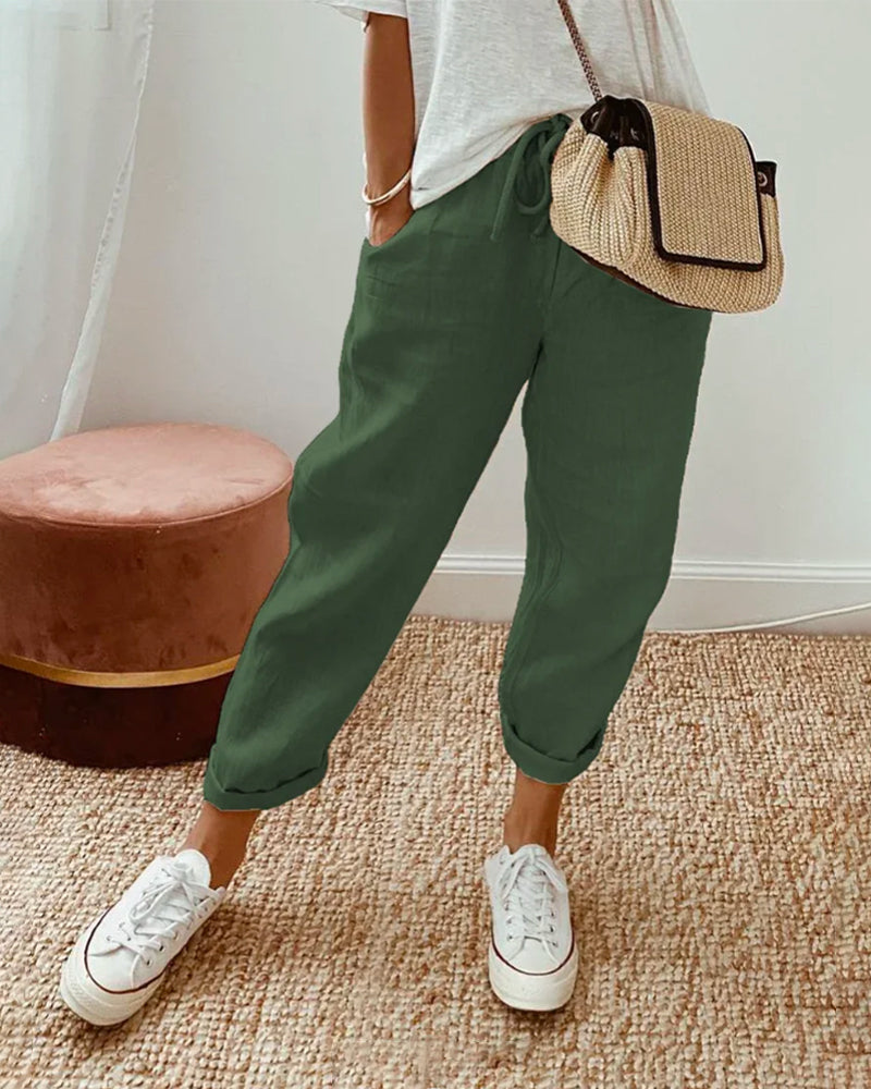 Lucie™ — Pantalón fluido de mezcla algodón y lino
