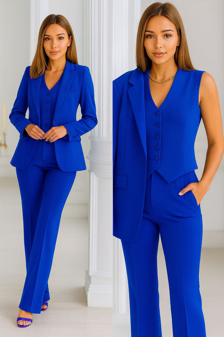 Traje curvy de mujer de 3 piezas con chaqueta, chaleco y pantalón en 6 colores