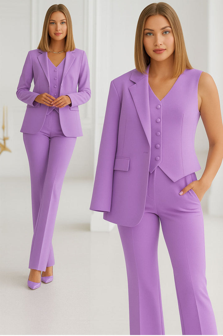 Traje curvy de mujer de 3 piezas con chaqueta, chaleco y pantalón en 6 colores