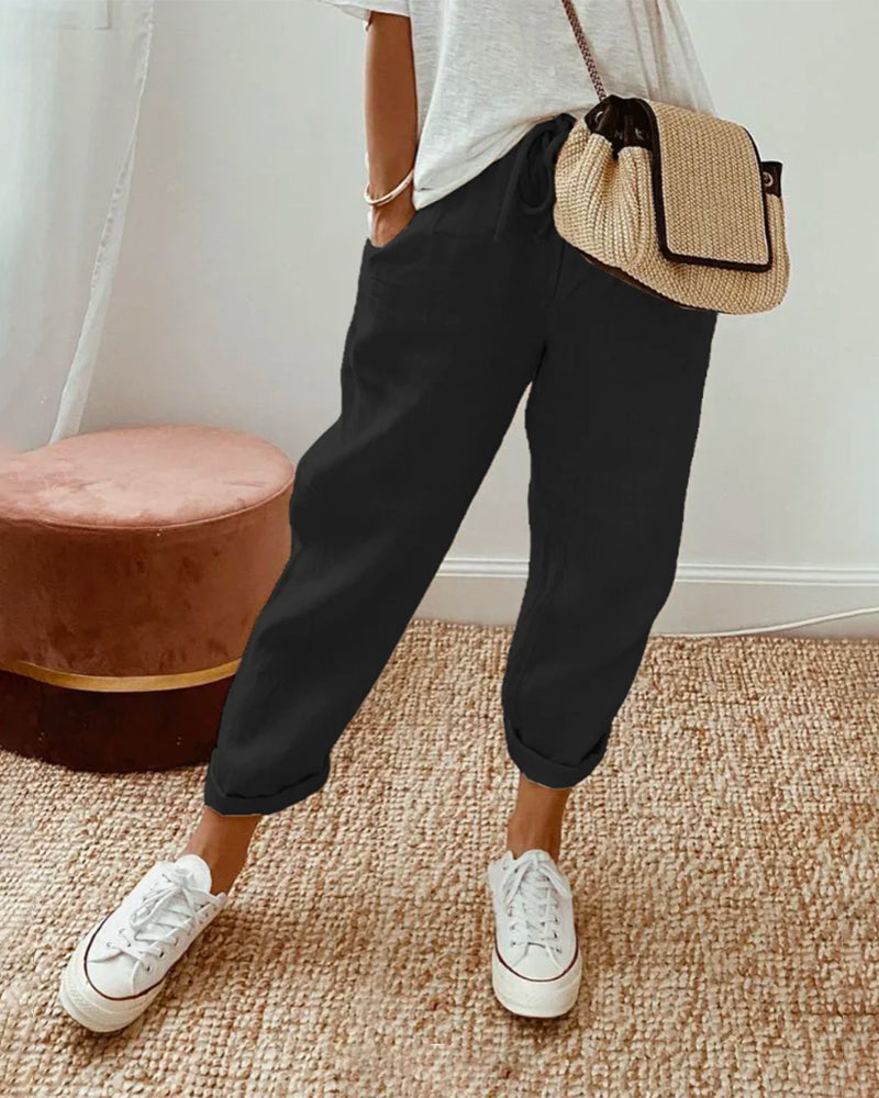 Lucie™ — Pantalón fluido de mezcla algodón y lino