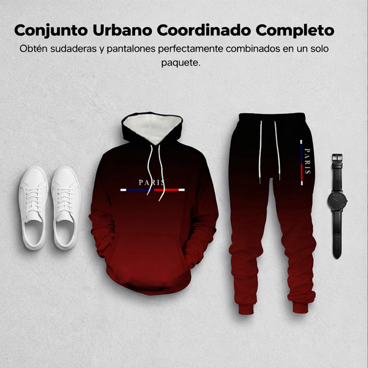 Conjunto deportivo degradado para hombre – Sudadera con capucha y pantalón jogger