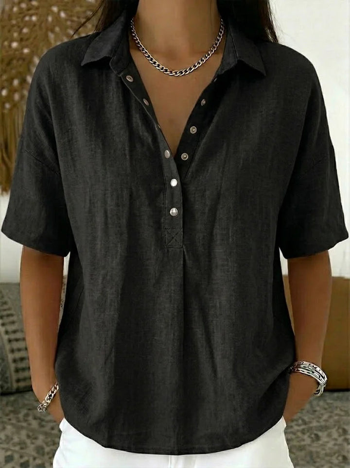 SAULE™ | Blusa con Cuello y Detalles de Botones