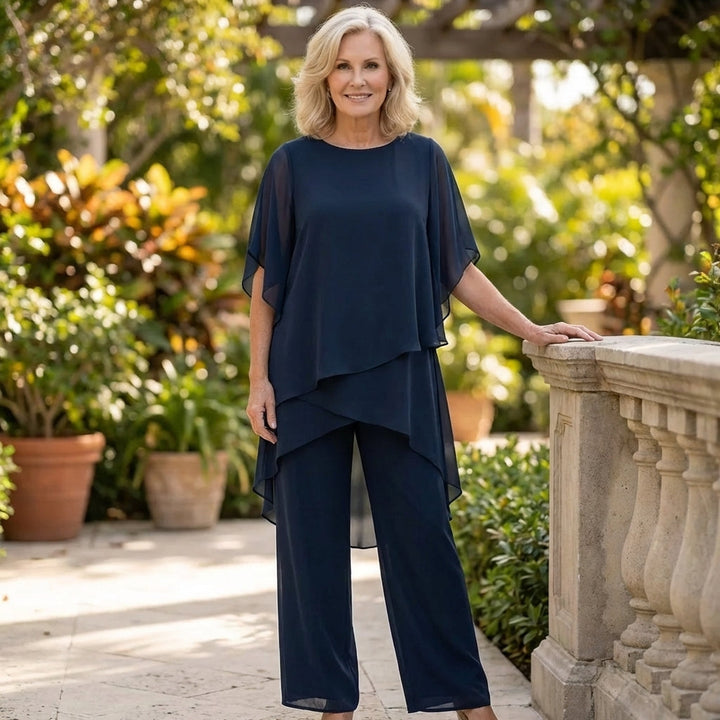 Clara | Top Drapado con Pantalones Palazzo