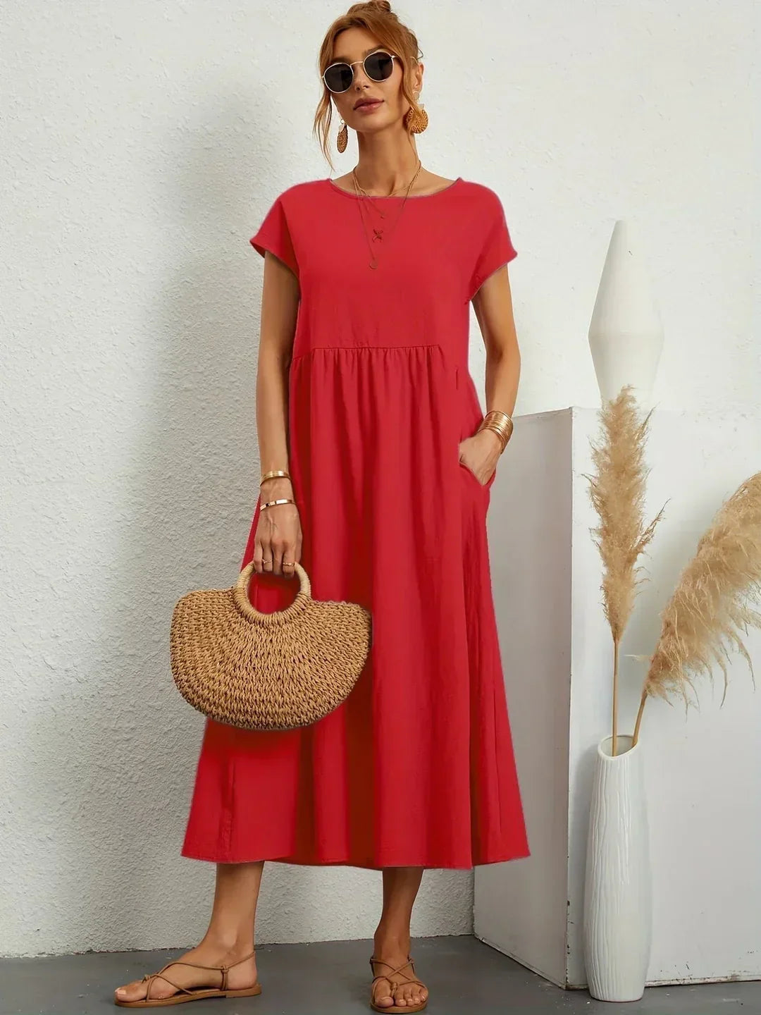 Gabrielle™ — Vestido Midi Fluido de Elegancia Atemporal