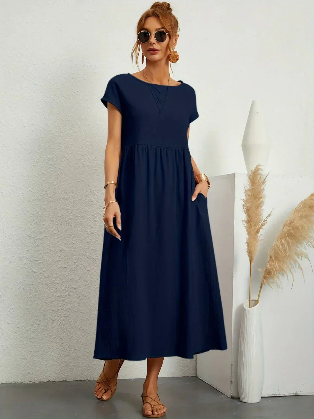 Gabrielle™ — Vestido Midi Fluido de Elegancia Atemporal