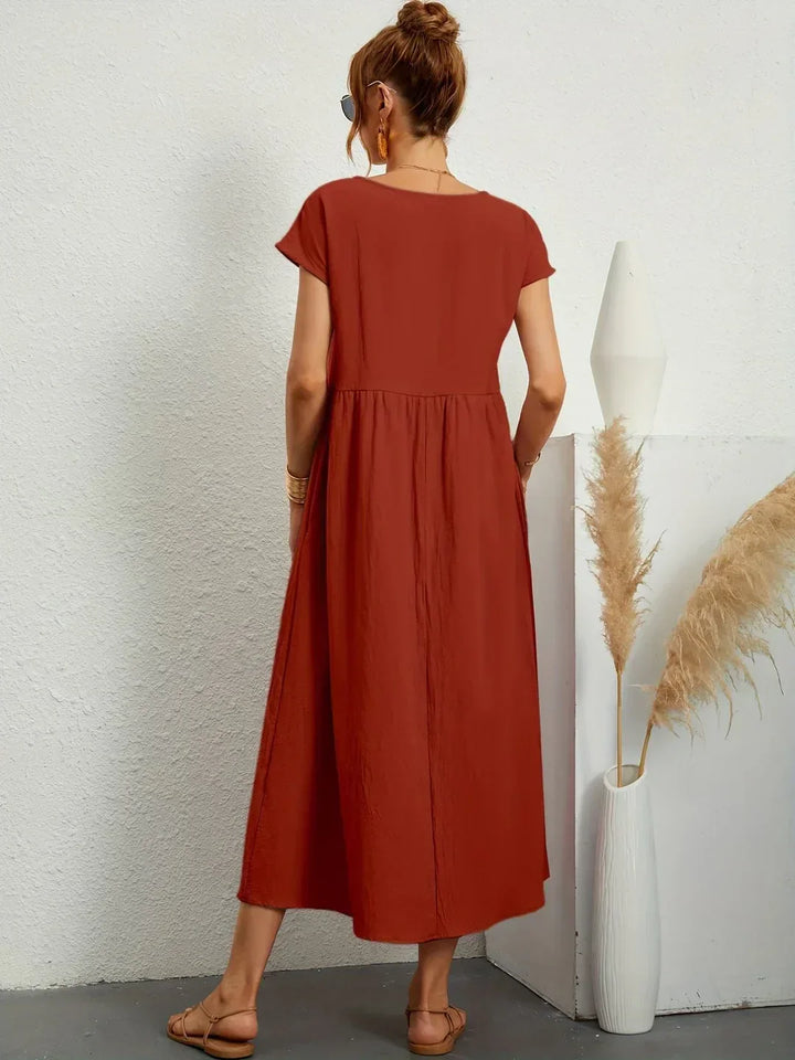 Gabrielle™ — Vestido Midi Fluido de Elegancia Atemporal