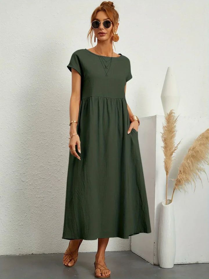 Gabrielle™ — Vestido Midi Fluido de Elegancia Atemporal