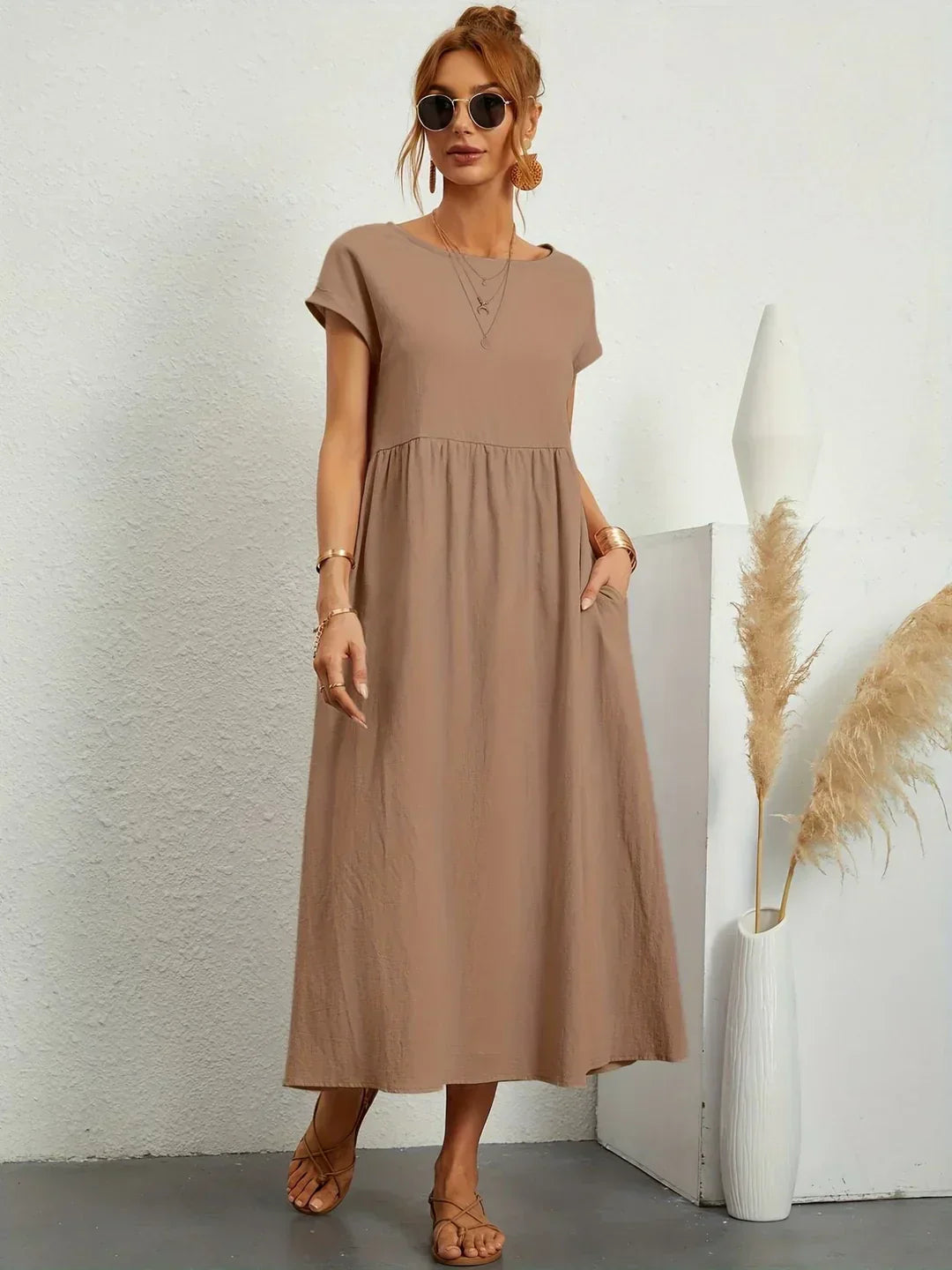 Gabrielle™ — Vestido Midi Fluido de Elegancia Atemporal