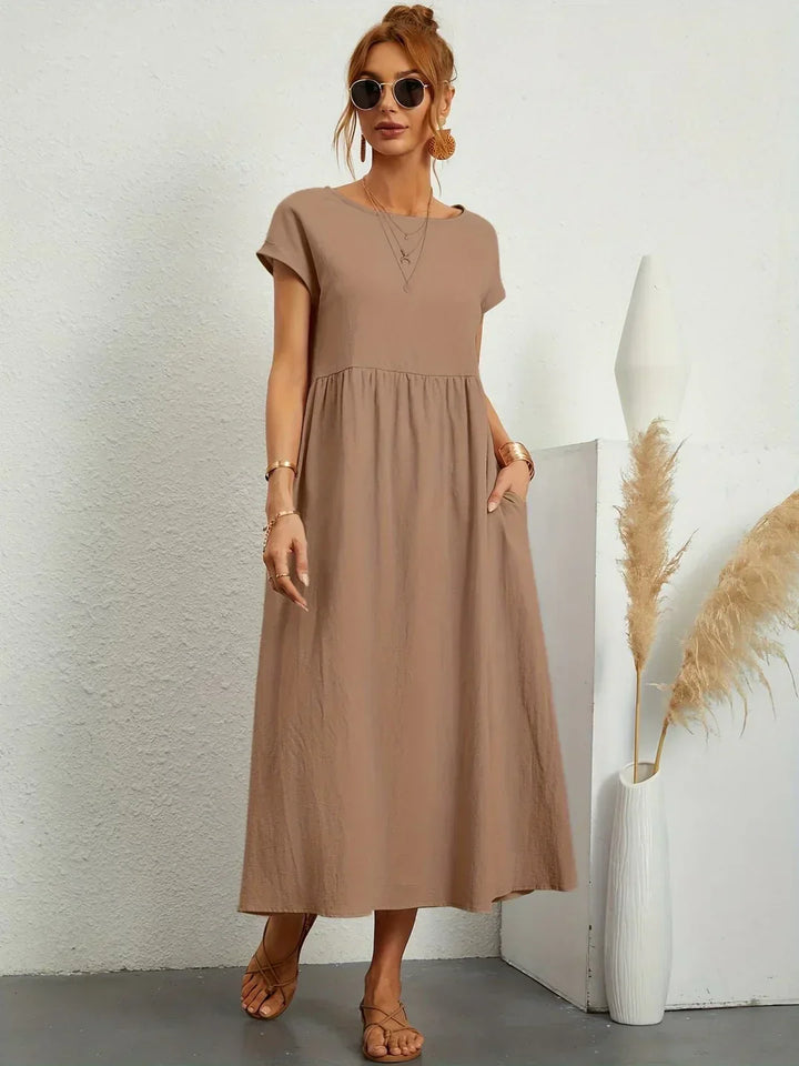 Gabrielle™ — Vestido Midi Fluido de Elegancia Atemporal