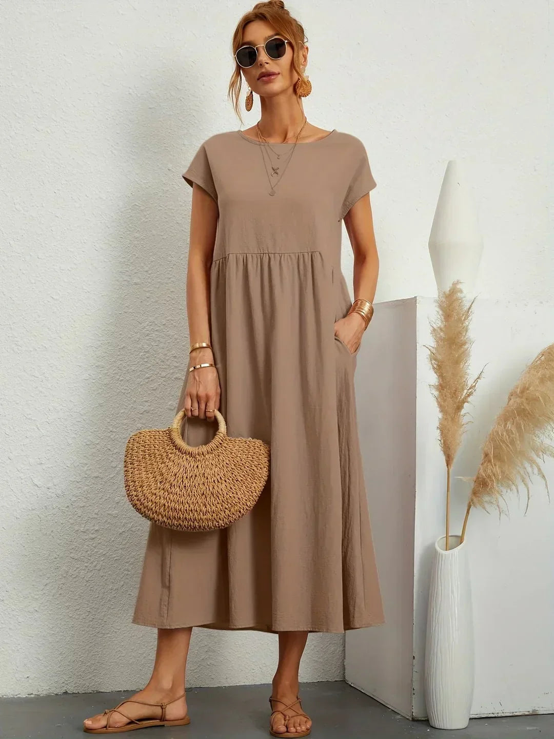 Gabrielle™ — Vestido Midi Fluido de Elegancia Atemporal