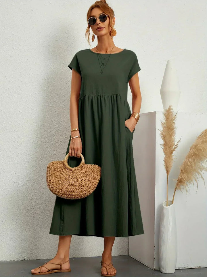 Gabrielle™ — Vestido Midi Fluido de Elegancia Atemporal