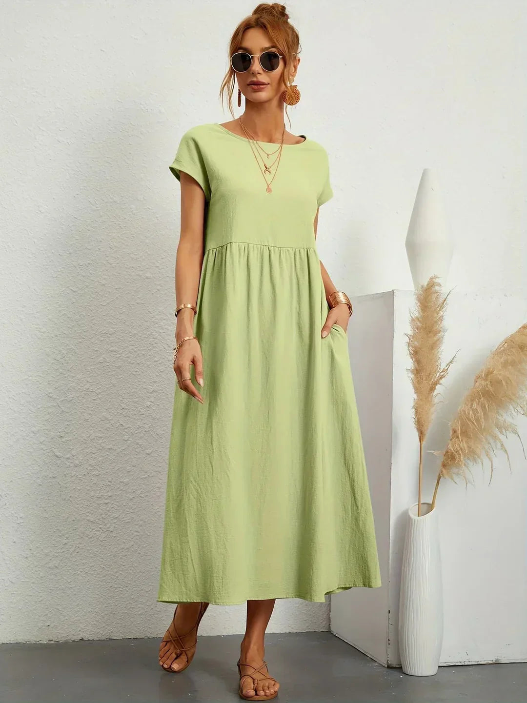 Gabrielle™ — Vestido Midi Fluido de Elegancia Atemporal