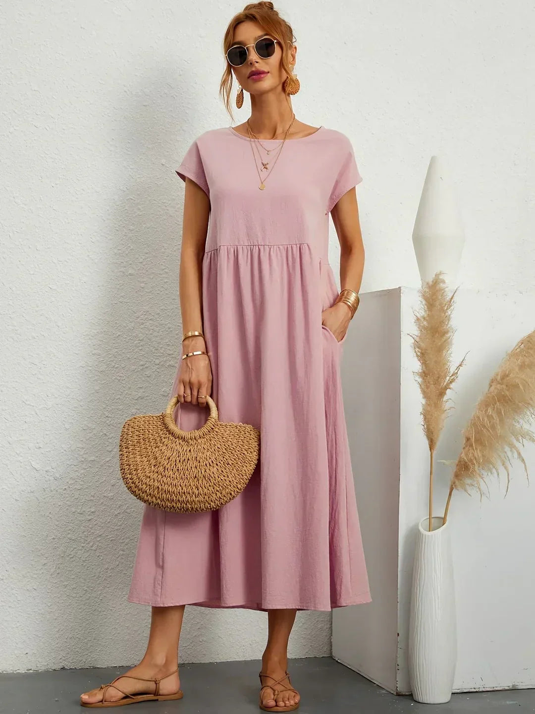 Gabrielle™ — Vestido Midi Fluido de Elegancia Atemporal