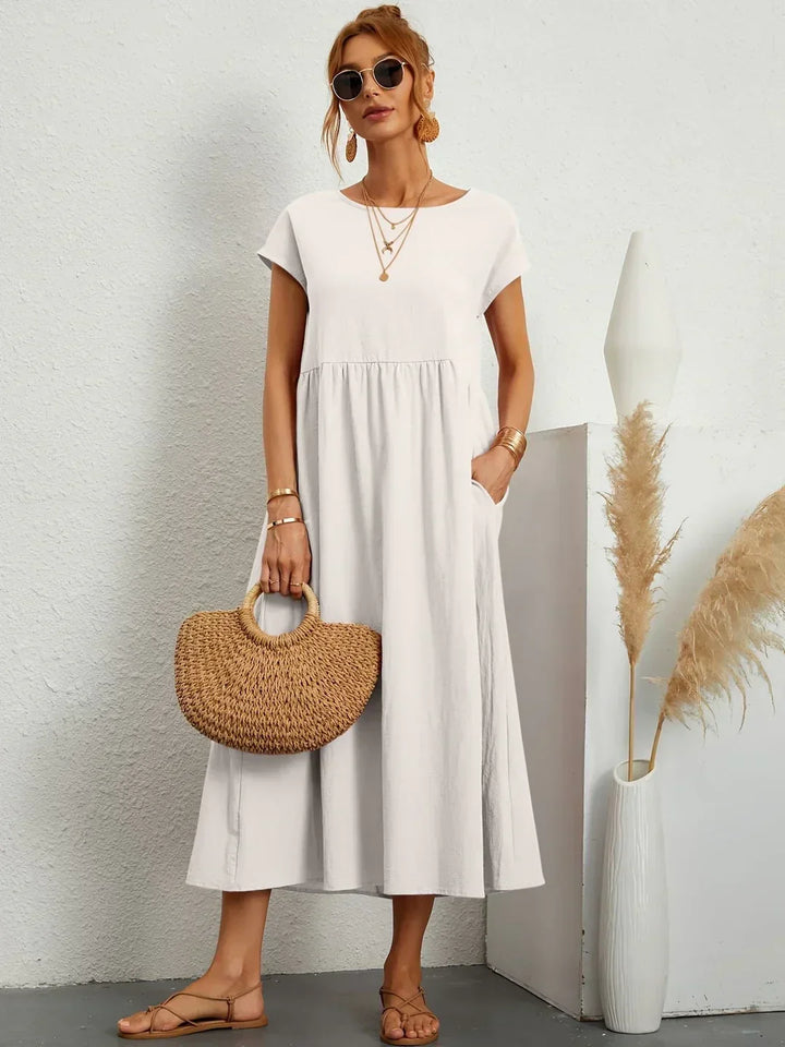 Gabrielle™ — Vestido Midi Fluido de Elegancia Atemporal