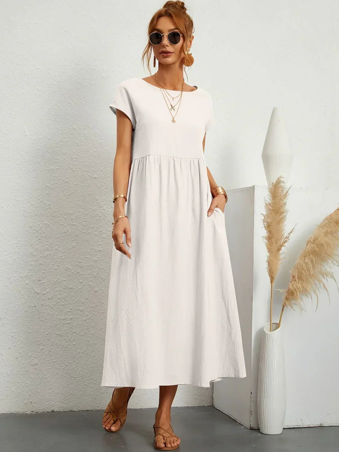 Gabrielle™ — Vestido Midi Fluido de Elegancia Atemporal