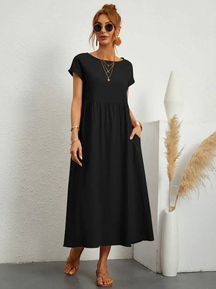 Gabrielle™ — Vestido Midi Fluido de Elegancia Atemporal