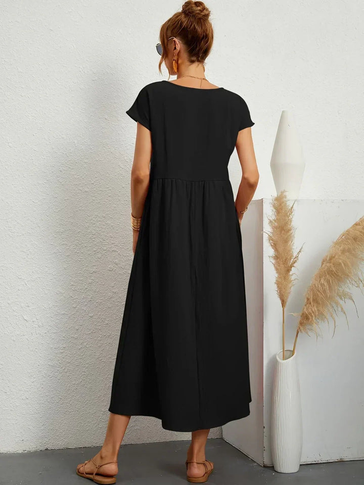 Gabrielle™ — Vestido Midi Fluido de Elegancia Atemporal