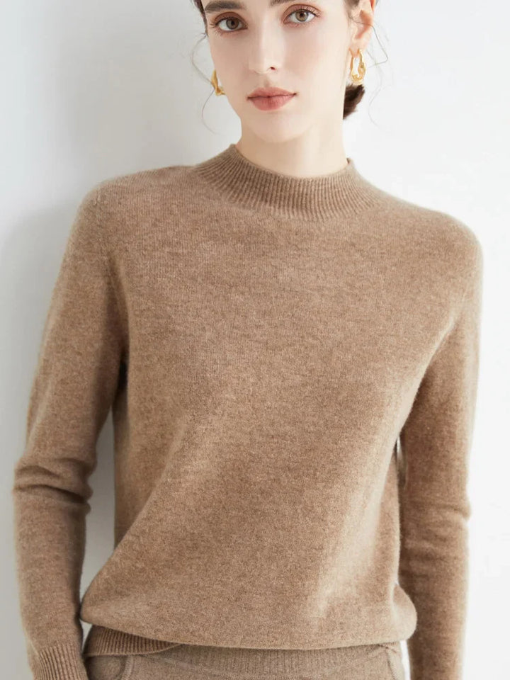 Jersey de Lana Merino con Cuello Mock – Básico Elegante y Suave