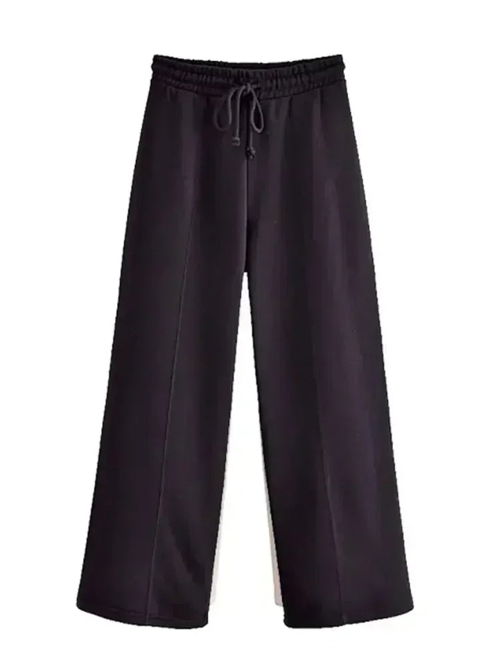 Conjunto Femenino de 2 Piezas – Sudadera Fleece & Pantalón de Talle Alto