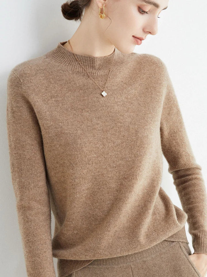 Jersey de Lana Merino con Cuello Mock – Básico Elegante y Suave