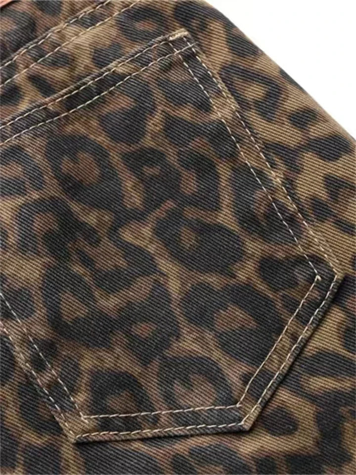Jeans Leopardo Tan para Mujer – Oversize y Pierna Ancha
