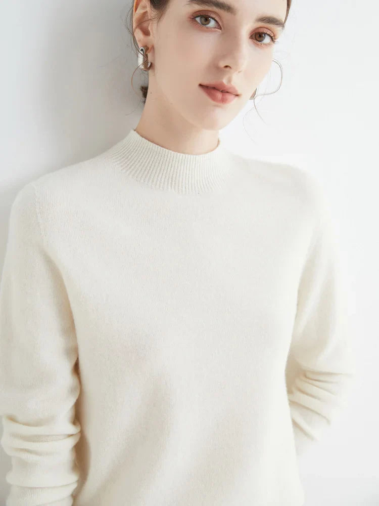 Jersey de Lana Merino con Cuello Mock – Básico Elegante y Suave