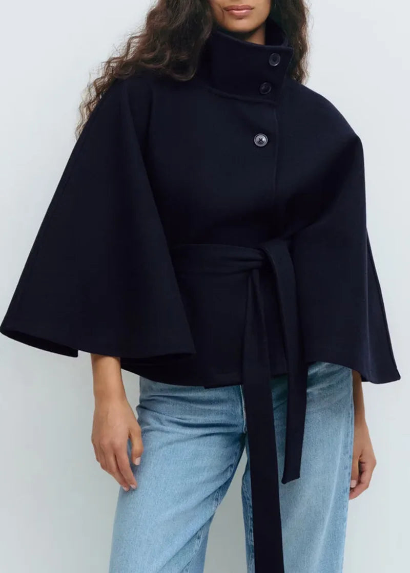 Abrigo Cape Elegante con Cinturón – Abrigo Femenino Atemporal