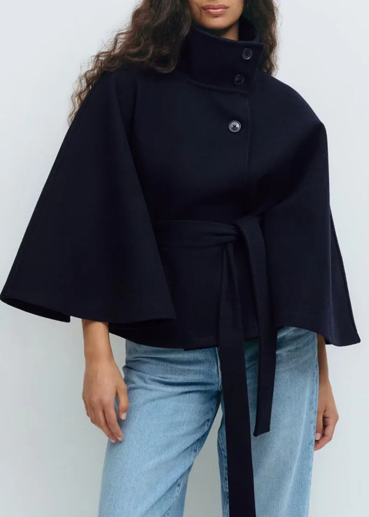 Abrigo Cape Elegante con Cinturón – Abrigo Femenino Atemporal
