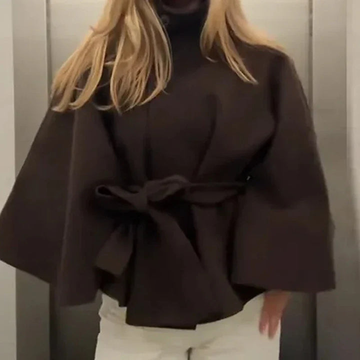 Abrigo Cape Elegante con Cinturón – Abrigo Femenino Atemporal