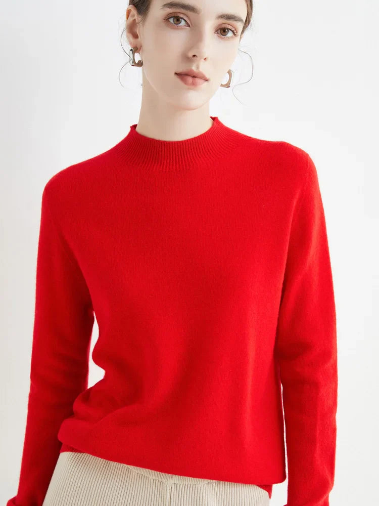 Jersey de Lana Merino con Cuello Mock – Básico Elegante y Suave
