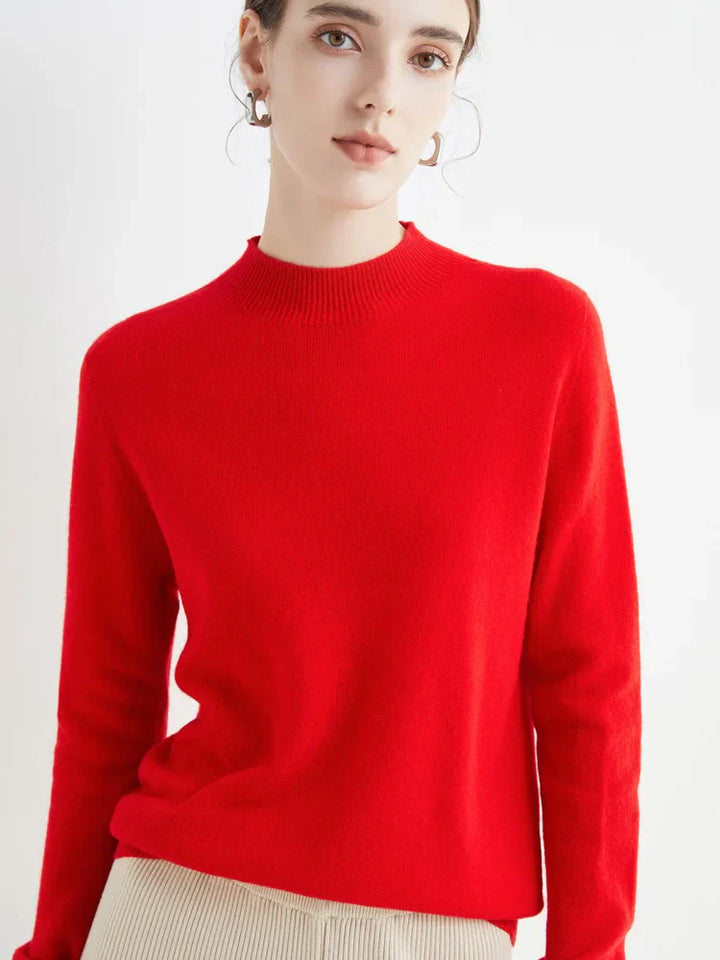 Jersey de Lana Merino con Cuello Mock – Básico Elegante y Suave