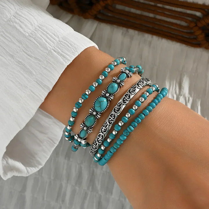 Maëlys™ — Pulsera multi-hilos turquesa refinada