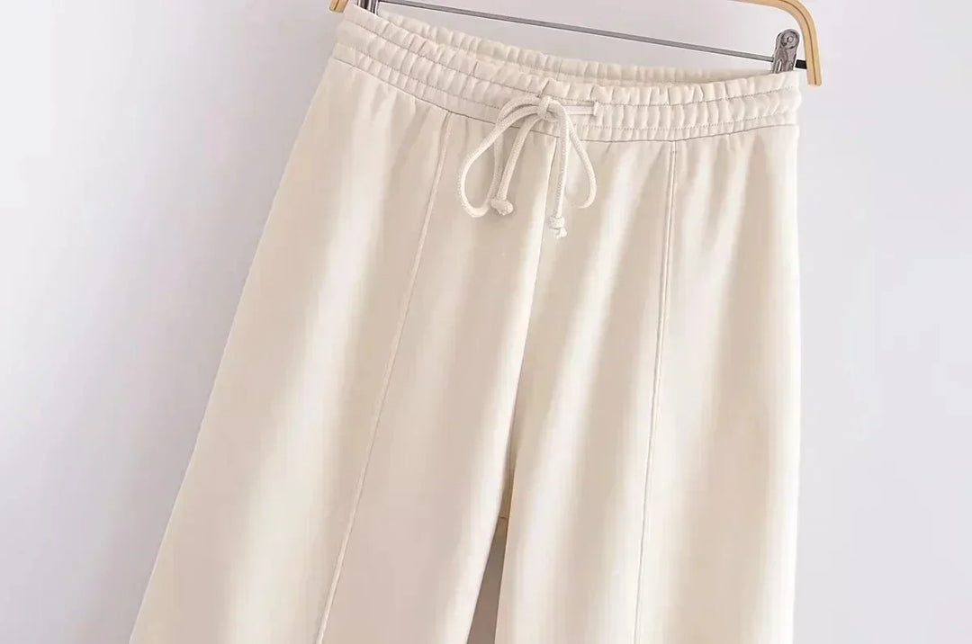 Conjunto Femenino de 2 Piezas – Sudadera Fleece & Pantalón de Talle Alto