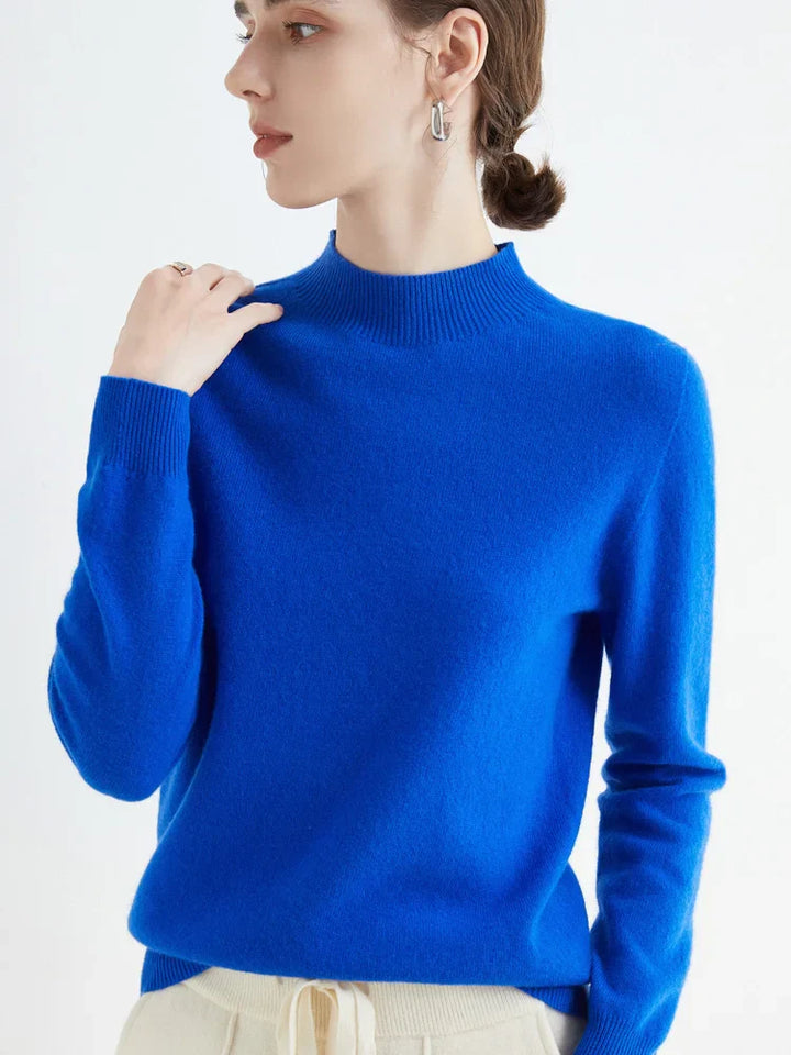 Jersey de Lana Merino con Cuello Mock – Básico Elegante y Suave