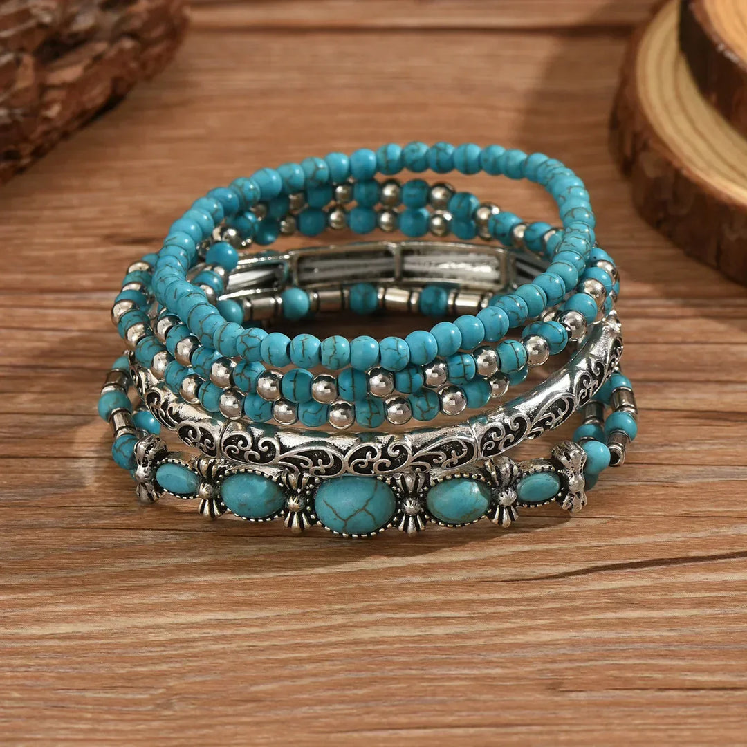 Maëlys™ — Pulsera multi-hilos turquesa refinada