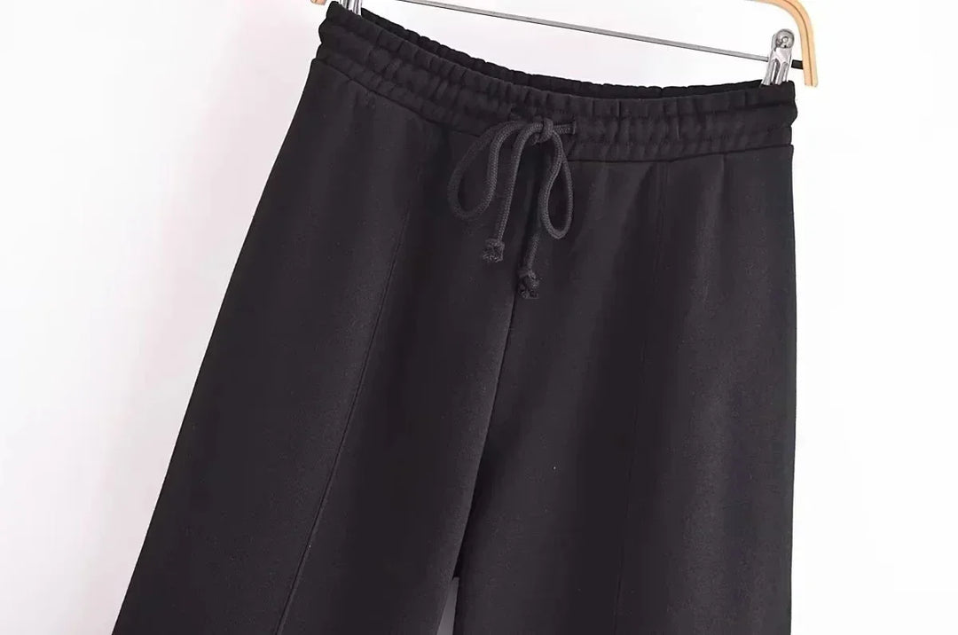 Conjunto Femenino de 2 Piezas – Sudadera Fleece & Pantalón de Talle Alto