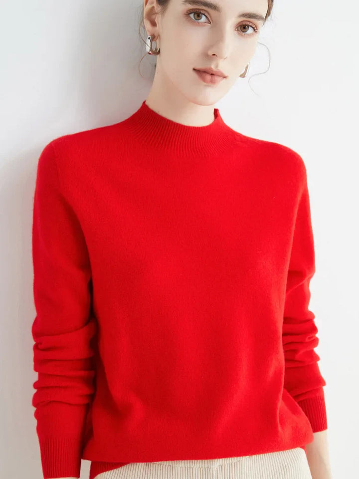 Jersey de Lana Merino con Cuello Mock – Básico Elegante y Suave