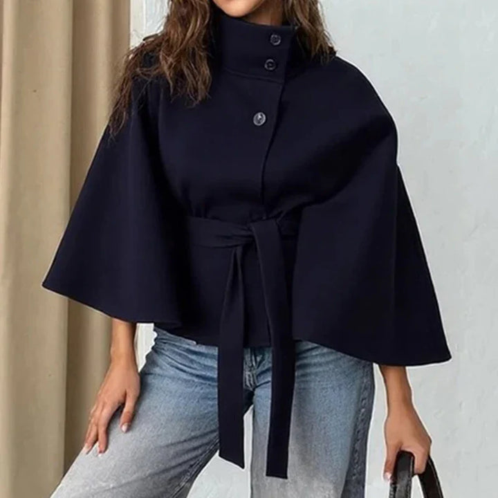 Abrigo Cape Elegante con Cinturón – Abrigo Femenino Atemporal