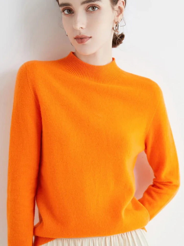 Jersey de Lana Merino con Cuello Mock – Básico Elegante y Suave