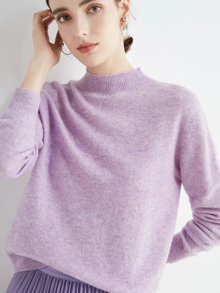 Jersey de Lana Merino con Cuello Mock – Básico Elegante y Suave