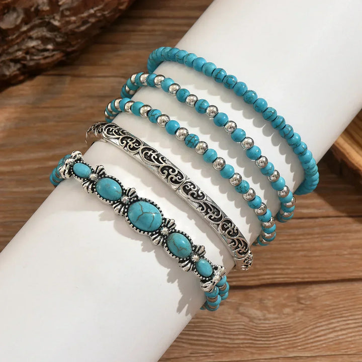 Maëlys™ — Pulsera multi-hilos turquesa refinada