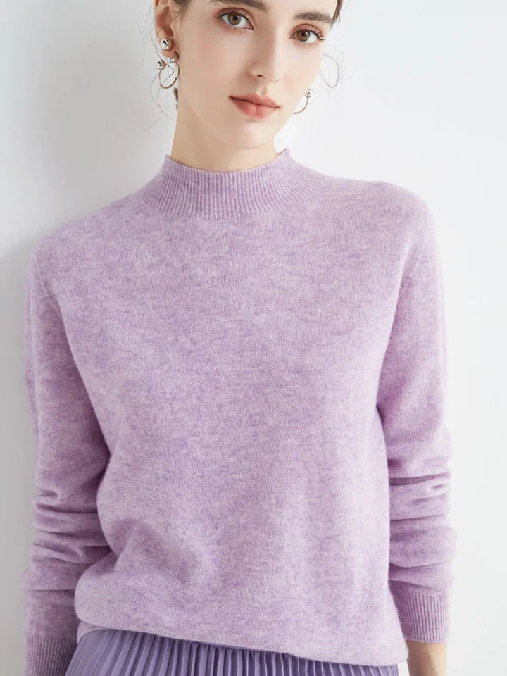 Jersey de Lana Merino con Cuello Mock – Básico Elegante y Suave